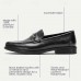 Men's Black Perforated Leather Dress Loafers with Braided Detail - Elegant Office Footwear