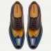 Men's Dress Sneakers Leather Italian Full-Grain Cowhide Slip Resistant Lace-up Brown / Blue
