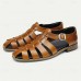 Men's Classic Brown Leather Fisherman Sandals - Versatile Summer Footwear for Casual Outings
