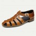 Men's Classic Brown Leather Fisherman Sandals - Versatile Summer Footwear for Casual Outings