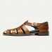 Men's Classic Brown Leather Fisherman Sandals - Versatile Summer Footwear for Casual Outings