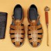 Men's Classic Brown Leather Fisherman Sandals - Versatile Summer Footwear for Casual Outings