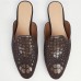 Men's Leather Slip-On Mules - Crocodile Patterned Casual Loafers for Formal and Casual Occasions