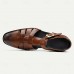 Men's Brown Premium Cowhide Leather Sandals Open-Toe Gladiator Style with Buckle Closure, Comfortable and Breathable Casual Shoes for Summer