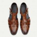 Men's Brown Premium Cowhide Leather Sandals Open-Toe Gladiator Style with Buckle Closure, Comfortable and Breathable Casual Shoes for Summer