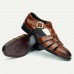 Men's Brown Premium Cowhide Leather Sandals Open-Toe Gladiator Style with Buckle Closure, Comfortable and Breathable Casual Shoes for Summer