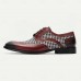 Men's Houndstooth and Leather Brogue Dress Shoes - Red and Black, Ideal for Formal Events and Business Wear