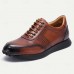 Men's Premium Cowhide Leather Oxford Shoes Perforated Lace-Up Casual Dress Shoes for Business and Formal Events