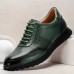 Men's Premium Cowhide Leather Oxford Shoes Perforated Lace-Up Casual Dress Shoes for Business and Formal Events