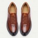 Men's Premium Cowhide Leather Oxford Shoes Perforated Lace-Up Casual Dress Shoes for Business and Formal Events
