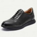 Men's Premium Cowhide Leather Oxford Shoes Perforated Lace-Up Casual Dress Shoes for Business and Formal Events