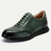 Men's Premium Cowhide Leather Oxford Shoes Perforated Lace-Up Casual Dress Shoes for Business and Formal Events