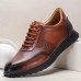 Men's Premium Cowhide Leather Oxford Shoes Perforated Lace-Up Casual Dress Shoes for Business and Formal Events