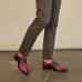 Men's Premium Cowhide Leather Oxfords, Classic Red with Brogue Detailing, Suitable for Business and Formal Events