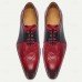 Men's Premium Cowhide Leather Oxfords, Classic Red with Brogue Detailing, Suitable for Business and Formal Events