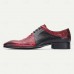 Men's Premium Cowhide Leather Oxfords, Classic Red with Brogue Detailing, Suitable for Business and Formal Events
