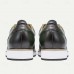 Men's Premium Cowhide Leather Casual Sneakers Green Embossed Lace-Up Design with Black Accents, Comfortable and Durable