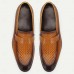 Men's Brown Leather Loafers Elegant Slip-On Dress Shoes with Metal Detail