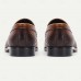 Men's Brown Leather Loafers Elegant Slip-On Dress Shoes with Metal Detail