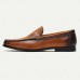 Men's Brown Leather Loafers Elegant Slip-On Dress Shoes with Metal Detail