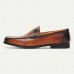 Men's Brown Leather Loafers Elegant Slip-On Dress Shoes with Metal Detail
