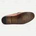 Men's Brown Leather Loafers Elegant Slip-On Dress Shoes with Metal Detail