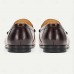 Men's Brown Leather Loafers Elegant Slip-On Dress Shoes with Metal Detail