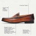 Men's Brown Leather Loafers Elegant Slip-On Dress Shoes with Metal Detail