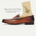 Men's Brown Leather Loafers Elegant Slip-On Dress Shoes with Metal Detail