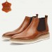Men's Brown Premium Cowhide Chelsea Boots with White Sole - Elegant and Comfortable for Casual and Formal Wear