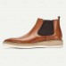 Men's Brown Premium Cowhide Chelsea Boots with White Sole - Elegant and Comfortable for Casual and Formal Wear
