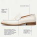 Elegant Men's White Leather Loafers with Classic Penny Slot - Perfect for Business Casual and Formal Occasions