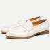 Elegant Men's White Leather Loafers with Classic Penny Slot - Perfect for Business Casual and Formal Occasions