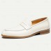 Elegant Men's White Leather Loafers with Classic Penny Slot - Perfect for Business Casual and Formal Occasions