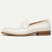 Elegant Men's White Leather Loafers with Classic Penny Slot - Perfect for Business Casual and Formal Occasions