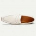Elegant Men's White Leather Loafers with Classic Penny Slot - Perfect for Business Casual and Formal Occasions