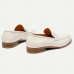 Elegant Men's White Leather Loafers with Classic Penny Slot - Perfect for Business Casual and Formal Occasions