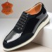 Men's Black Lace-Up Shoes in Patent Leather and Suede with White Sole Premium Cowhide Dress Shoes for Stylish Casual and Formal Wear