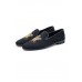 Black Embroidered Velvet Trio Antique Slip-on Shoes