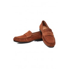 Brown Phillos Suede Slip On Loafers
