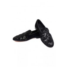 Black Bellona Coal Embellished Loafers