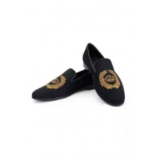 Black Embroidered Rafa Antique Shoes