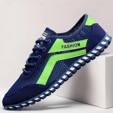 Men's Blue and Green Fashion Sneakers with High-Performance Sole - Sporty, Trendy Footwear for Outdoor Activities, Running and Active Lifestyles