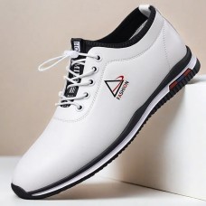 Men's White and Black Lace-Up Sneakers Trendy Sports Shoes for Active Lifestyles and Casual Wear