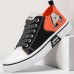 Men's Black and Orange Fashion Sneakers with Bold Print and Lace-up Design - Trendy, Casual, Ideal for Streetwear and Everyday Comfort