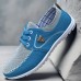 Men's Blue Casual Lace-Up Sneakers - Lightweight Mesh Shoes for Comfortable Everyday Wear