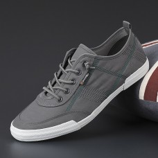 Men's Grey Nylon Lace-Up Casual Sneakers Lightweight Breathable Low-Top Shoes for Daily Wear, Travel & Weekend Outings
