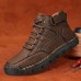 Men's Brown Leather Ankle Boots Handmade Stitching, Lace-Up Design, and Durable Non-Slip Sole for Outdoor and Casual Wear