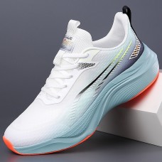 Men's Lightweight Breathable White Running Sneakers Cushioning Athletic Shoes for Outdoor Sports and Fitness