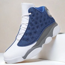 Men's Basketball Shoes with Denim Textured Upper - Durable High Tops for Street Basketball and Casual Wear